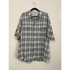 RedHead Plaid Short Sleeve Vented Fishing Shirt Men’s XL –‎ Green Gray White